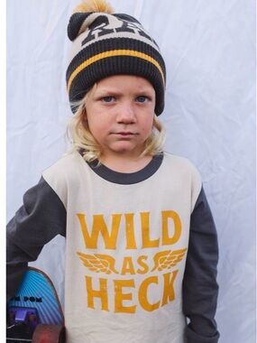 Tiny Whales Cream Raglan Wild As Heck Tee